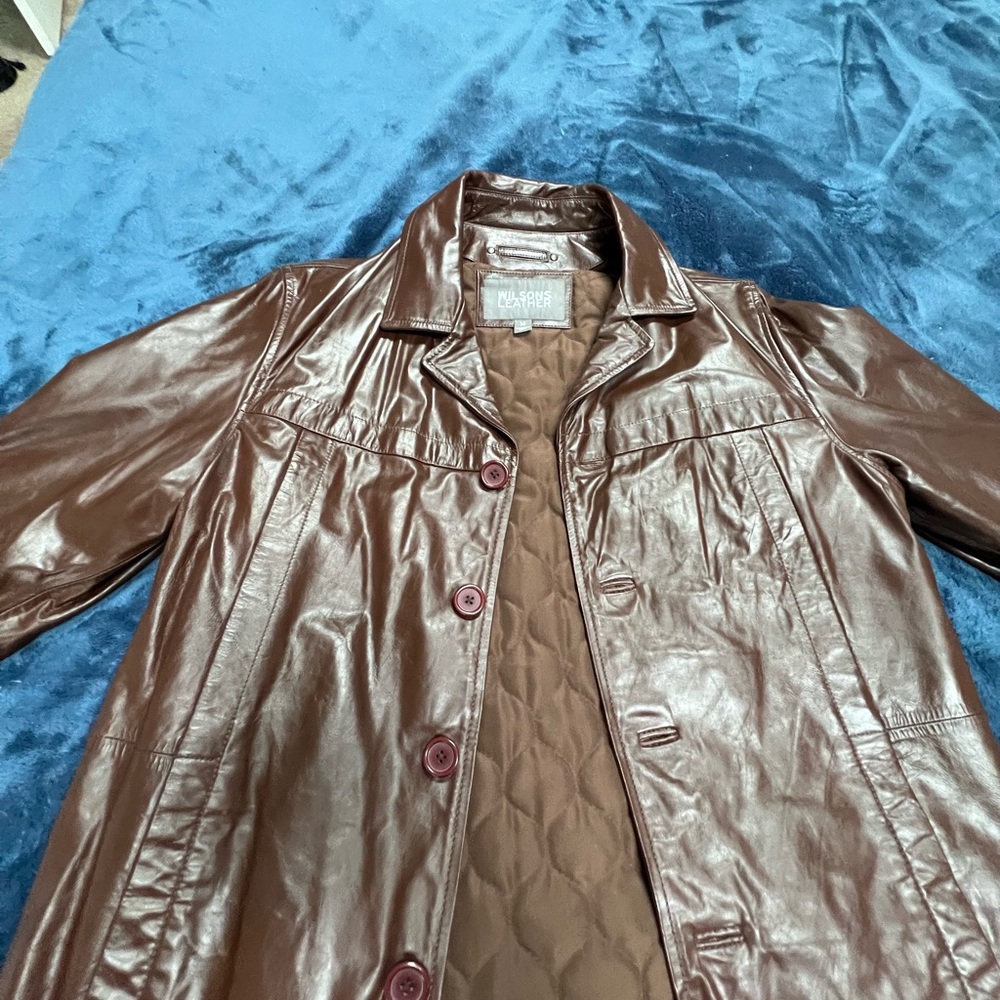 Wilson’s brand new worn once Brown leather quilted jacket